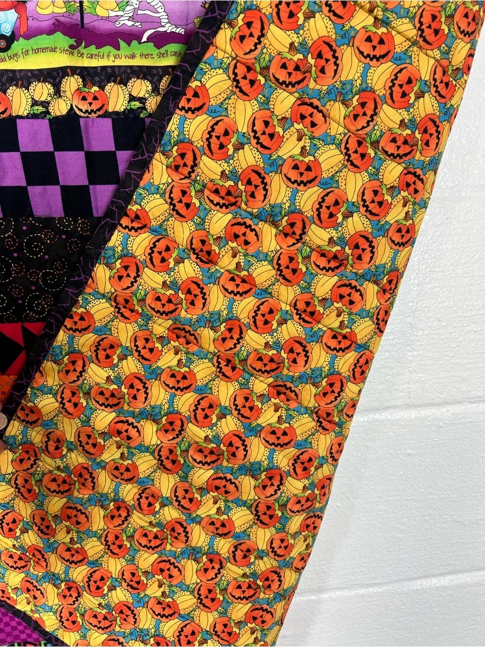 Halloween Quilt handmade 40”X50” wall hanging, lap quilt